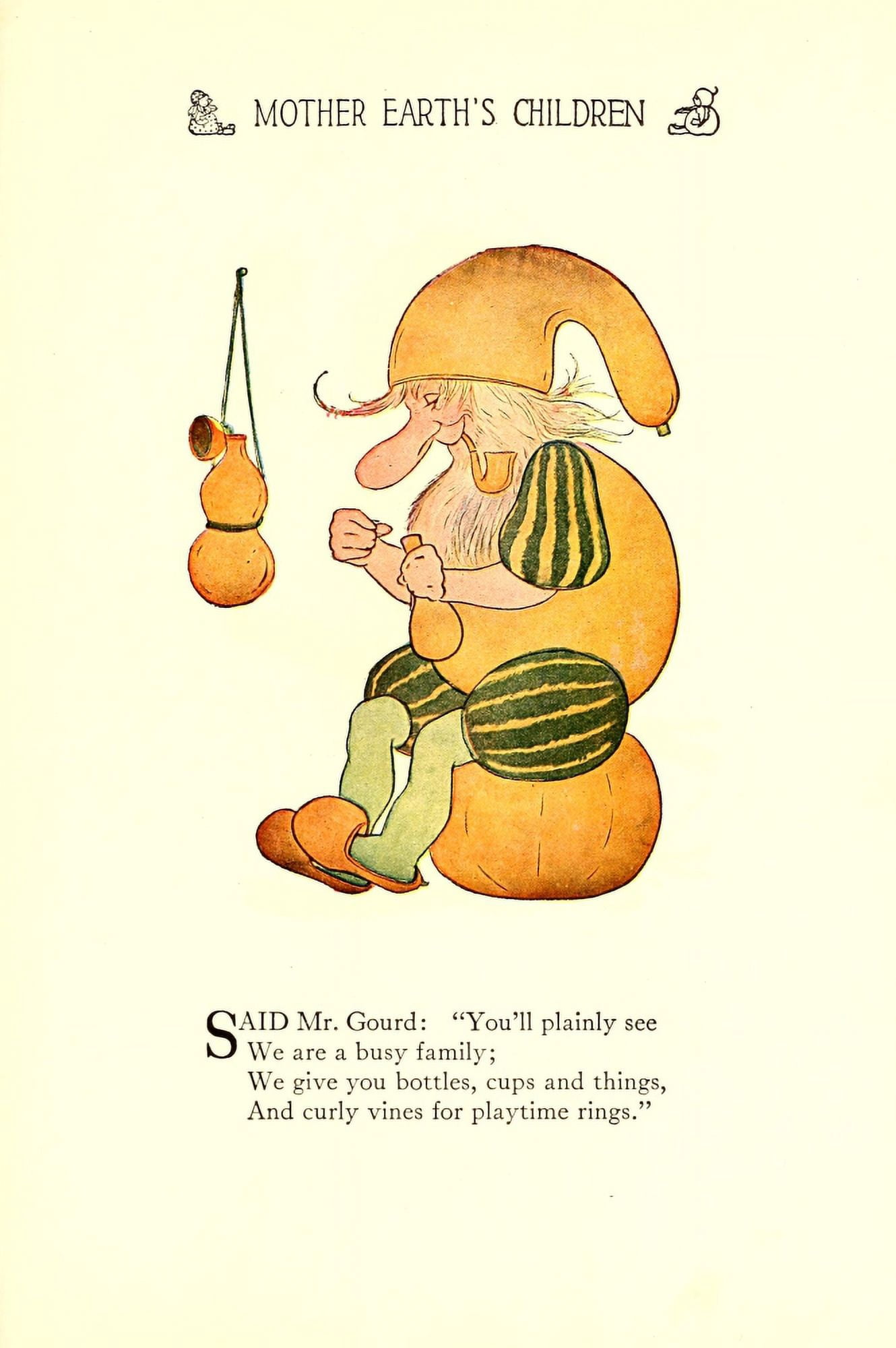 Mother Earths Children 1914 Mr Gourd Canvas Art - MT Ross (24 x 36)