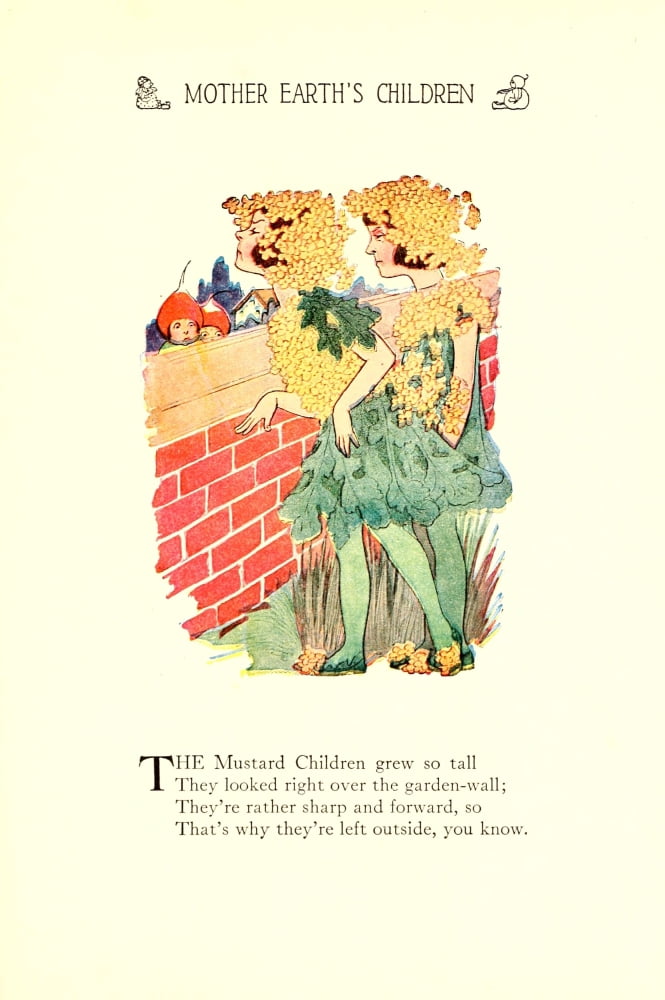 Mother Earths Children 1914 Mustard children Canvas Art - MT Ross (24 x 36)