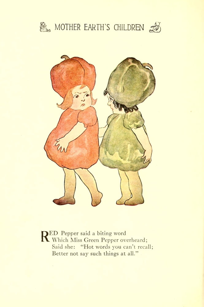 Mother Earths Children 1914 Red & Green Peppers Canvas Art - MT Ross (18 x 24)