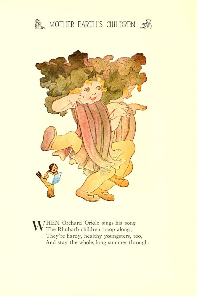 Mother Earths Children 1914 Rhubarb children Canvas Art - MT Ross (18 x 24)