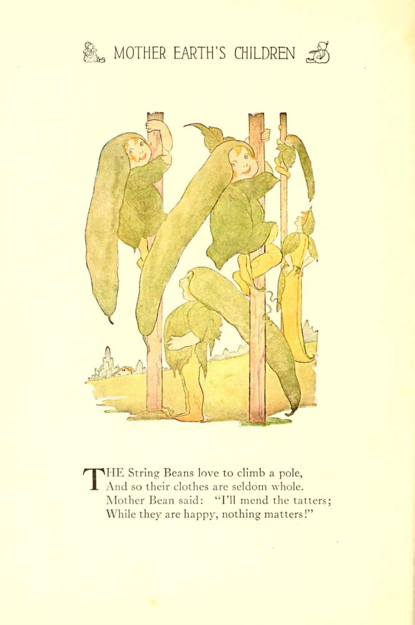 Mother Earths Children 1914 String Beans Canvas Art - MT Ross (18 x 24)
