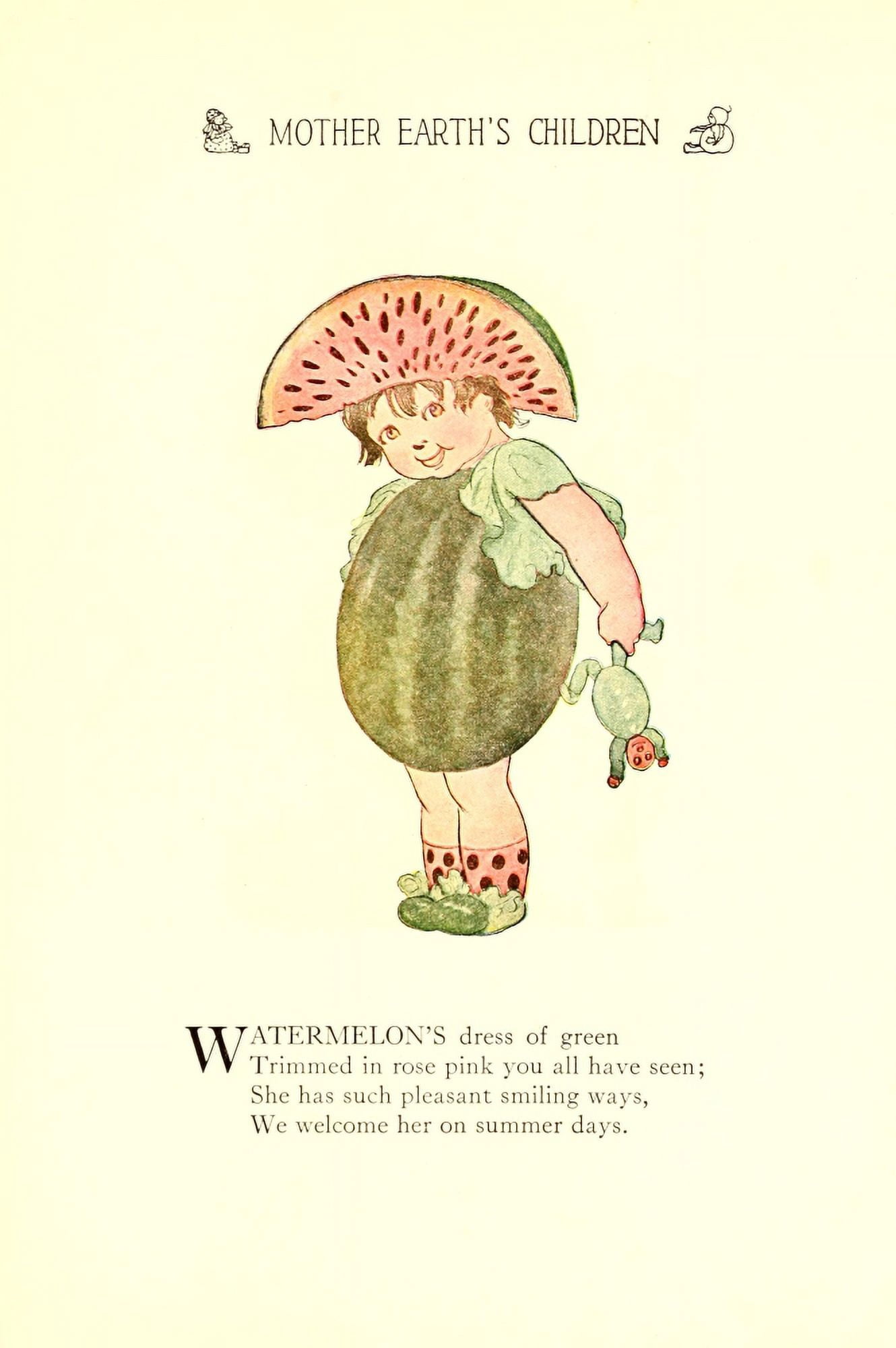 Mother Earths Children 1914 Watermelon Canvas Art - MT Ross (24 x 36)