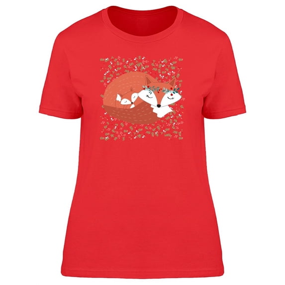 Mother Fox And Her Kid Sleepy T-Shirt Women -Image by Shutterstock, Female Small