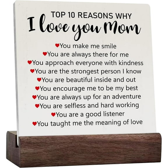 Mother Gift Ceramic Table Sign Rustic I Love You Mom Ceramic Table Sign Decorative Sign Block Plaque For Home Bedroom Desk Table Shelf Decor