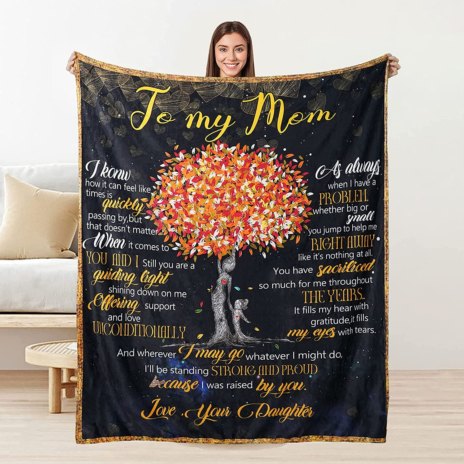 Mom Blanket, Christmas Gifts for Mom, Mom Gifts for Christmas from Daughter  or Son, Snuggly Soft Cozy Throw Blankets Filled with Gratitude, Mothers