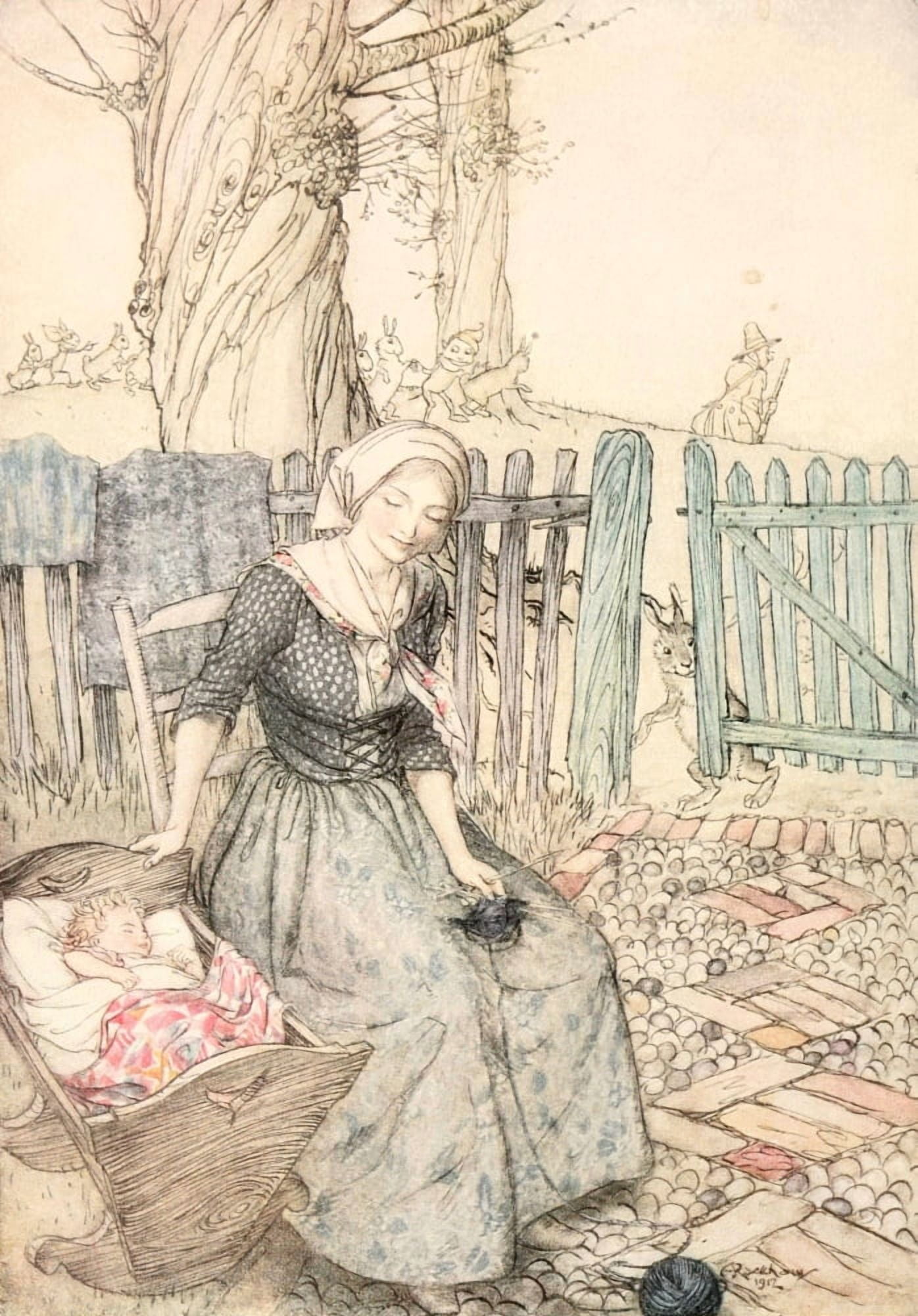 Mother Goose 1913 Bye Baby Bunting Canvas Art - A Rackham (18 x 24)