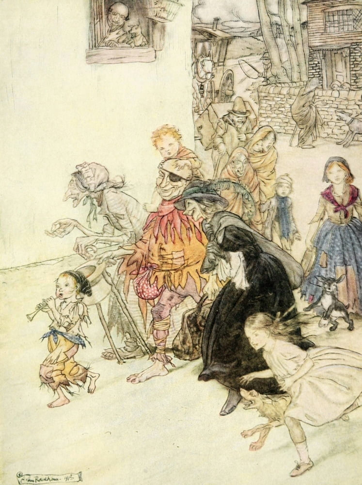 Mother Goose 1913 Hark the dogs do bark Canvas Art - A Rackham (18 x 24)