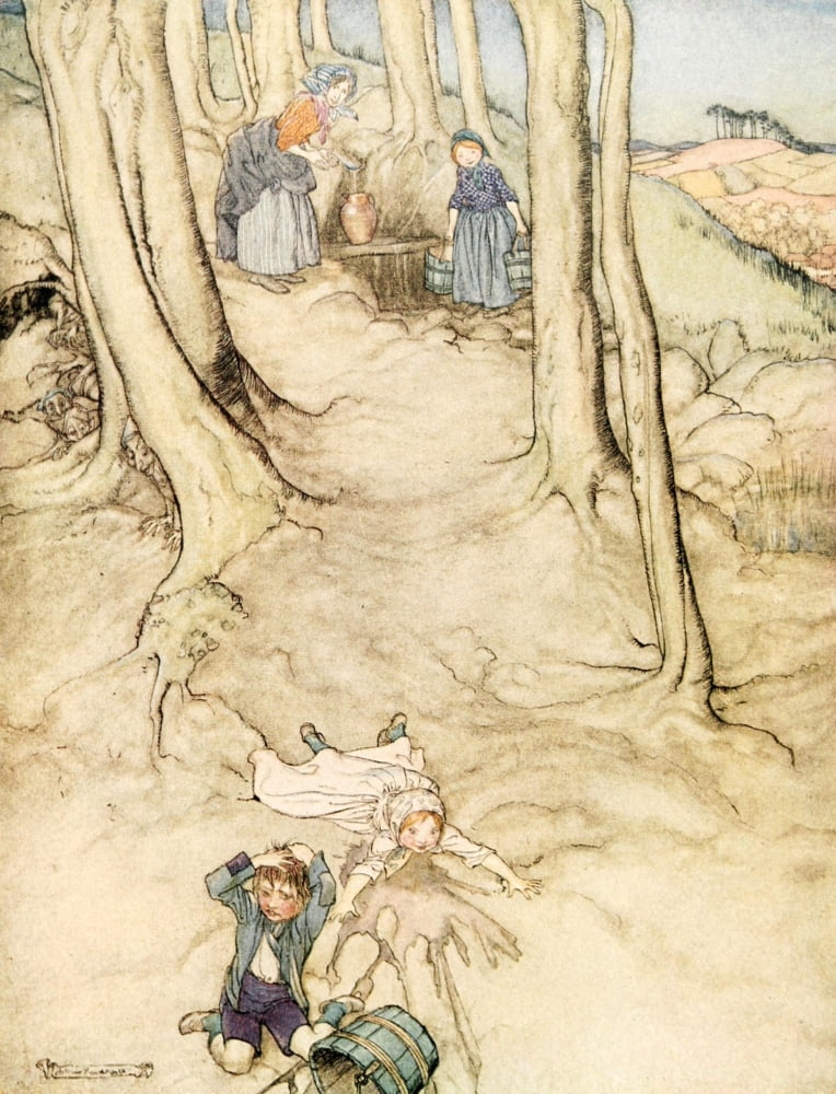 Mother Goose 1913 Jack & Jill Canvas Art - A Rackham (24 x 36)