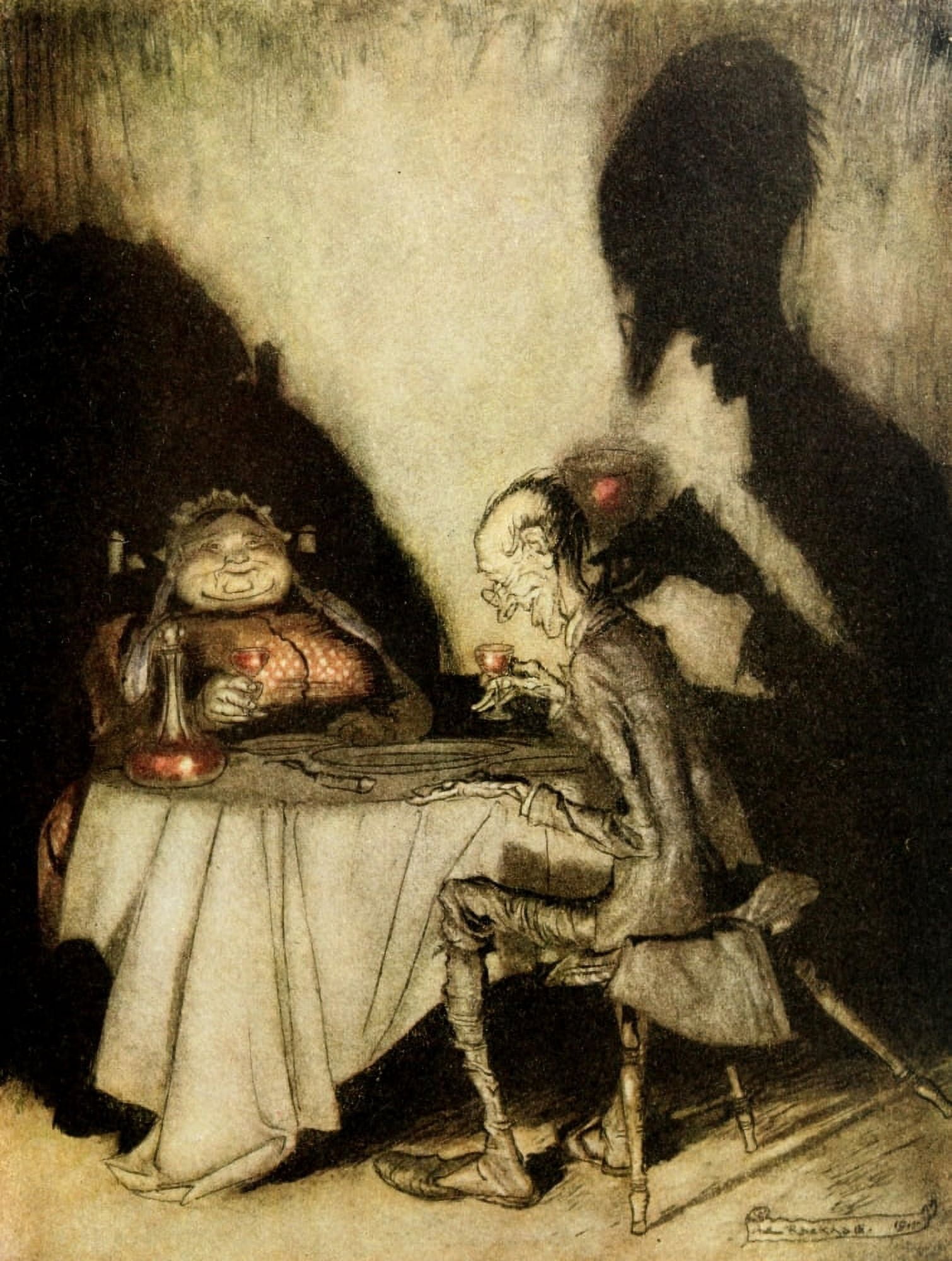 Mother Goose 1913 Jack Sprat & Wife Canvas Art - A Rackham (18 x 24)