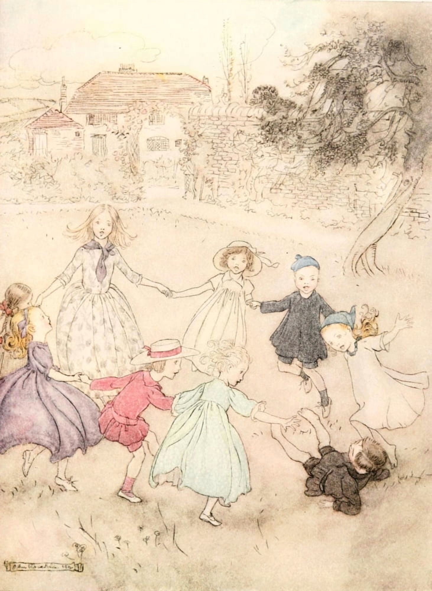 Mother Goose 1913 Ring a ring a roses Canvas Art - A Rackham (24 x 36)