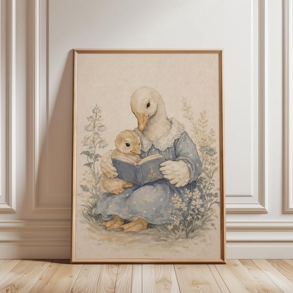 Mother Goose Baby Animal Reading Storybook Wall Decor Unframed Paper Print