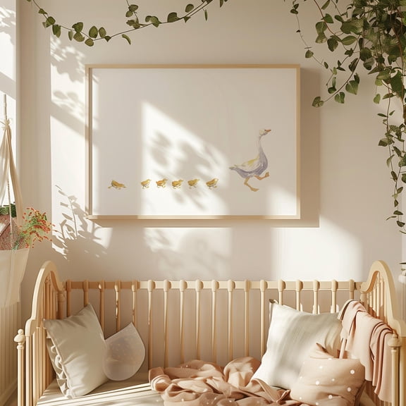 Mother Goose Watercolor Art Print: Whimsical Nursery Decor Poster Vintage Style, Poster Only