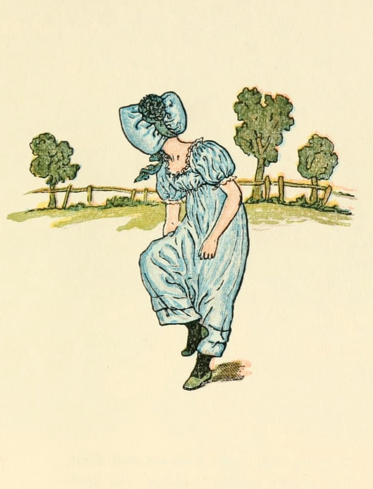 Mother Goose c1881 Little Bo Peep lost her holiday shoe Canvas Art - Kate Greenaway (18 x 24)