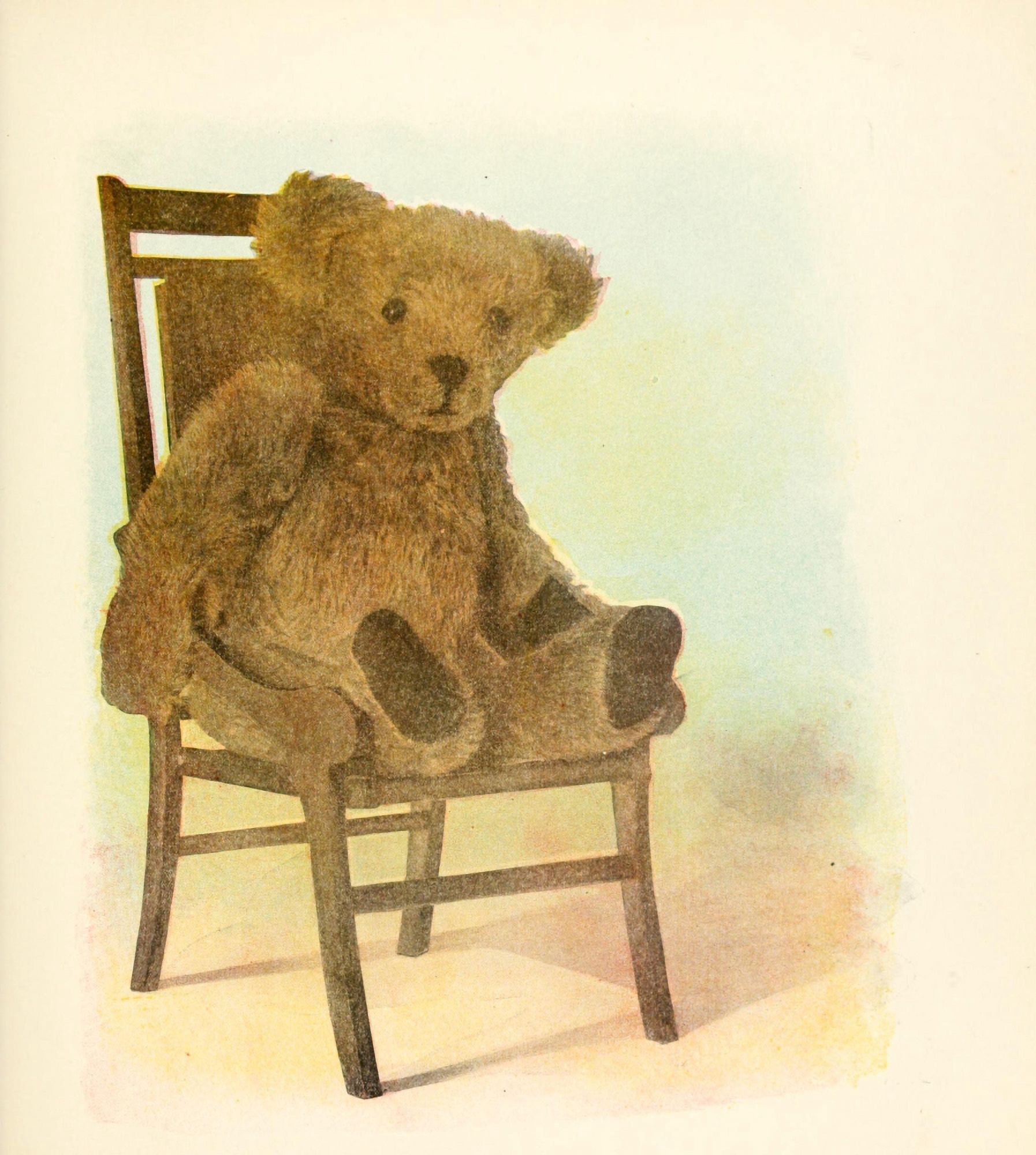 Mother Gooses Teddy Bears 1907 Chair Bear Canvas Art - Frederick L Cavally (18 x 24)