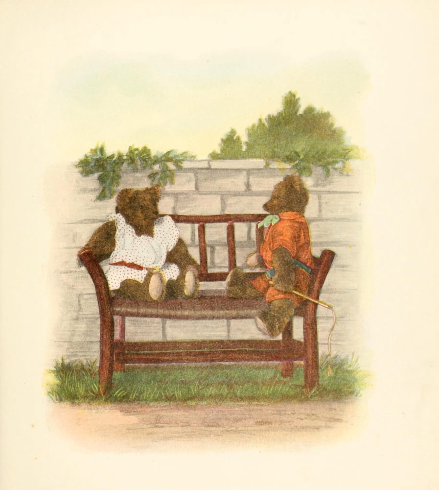 Mother Gooses Teddy Bears 1907 Courting Bears Canvas Art - Frederick L Cavally (18 x 24)