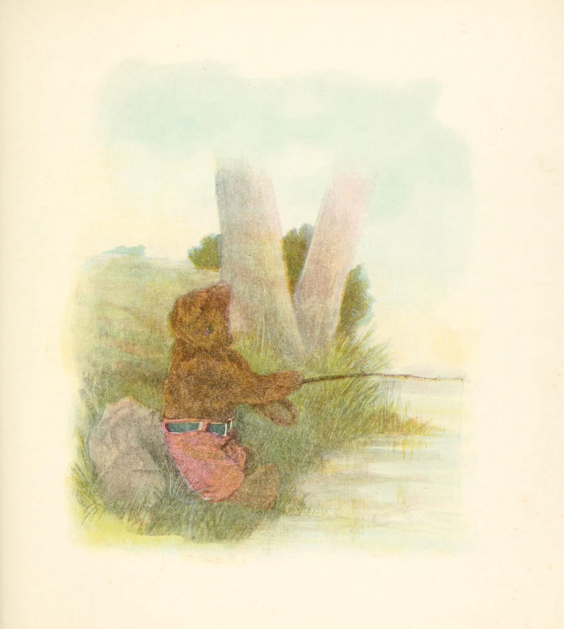 Mother Gooses Teddy Bears 1907 Fishing Bear Canvas Art - Frederick L Cavally (18 x 24)