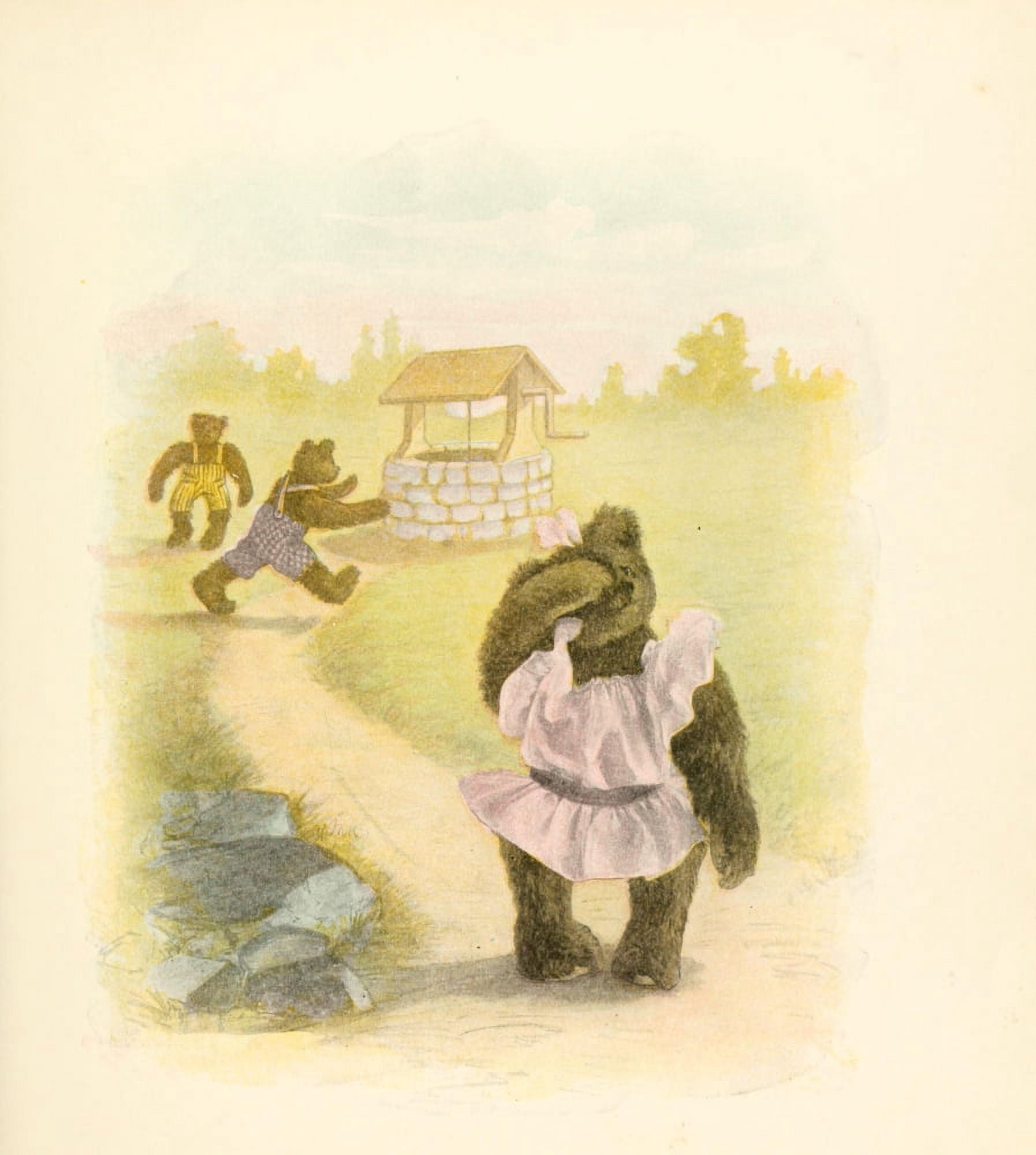 Mother Gooses Teddy Bears 1907 Jack & Jill bears Canvas Art - Frederick L Cavally (24 x 36)