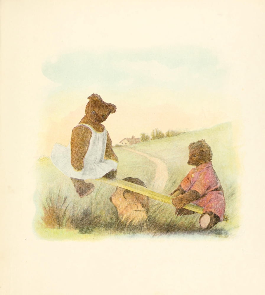 Mother Gooses Teddy Bears 1907 See-saw Bears Canvas Art - Frederick L Cavally (24 x 36)
