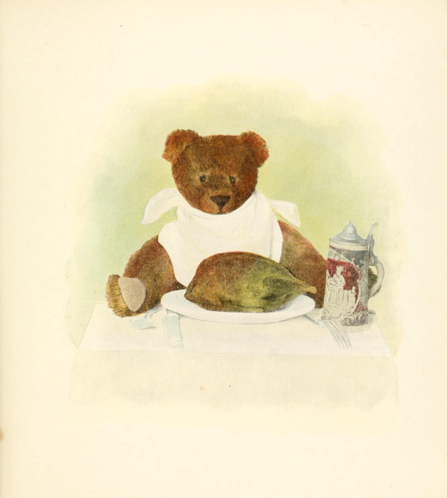 Mother Gooses Teddy Bears 1907 Sunday lunch Ted Canvas Art - Frederick L Cavally (18 x 24)
