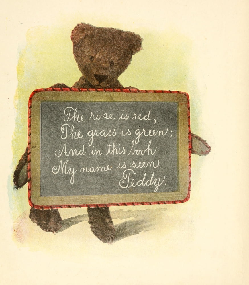 Mother Gooses Teddy Bears 1907 The rose is red bear Canvas Art - Frederick L Cavally (24 x 36)