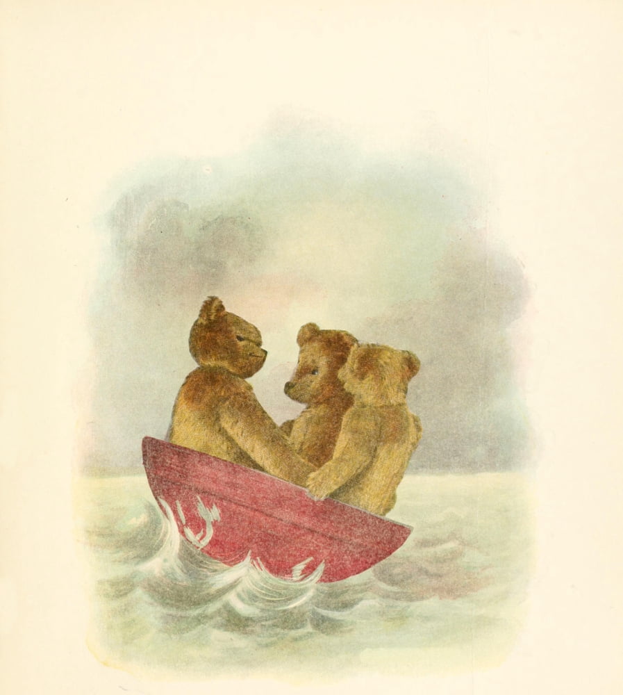 Mother Gooses Teddy Bears 1907 Three Bears in a Boat Canvas Art - Frederick L Cavally (18 x 24)