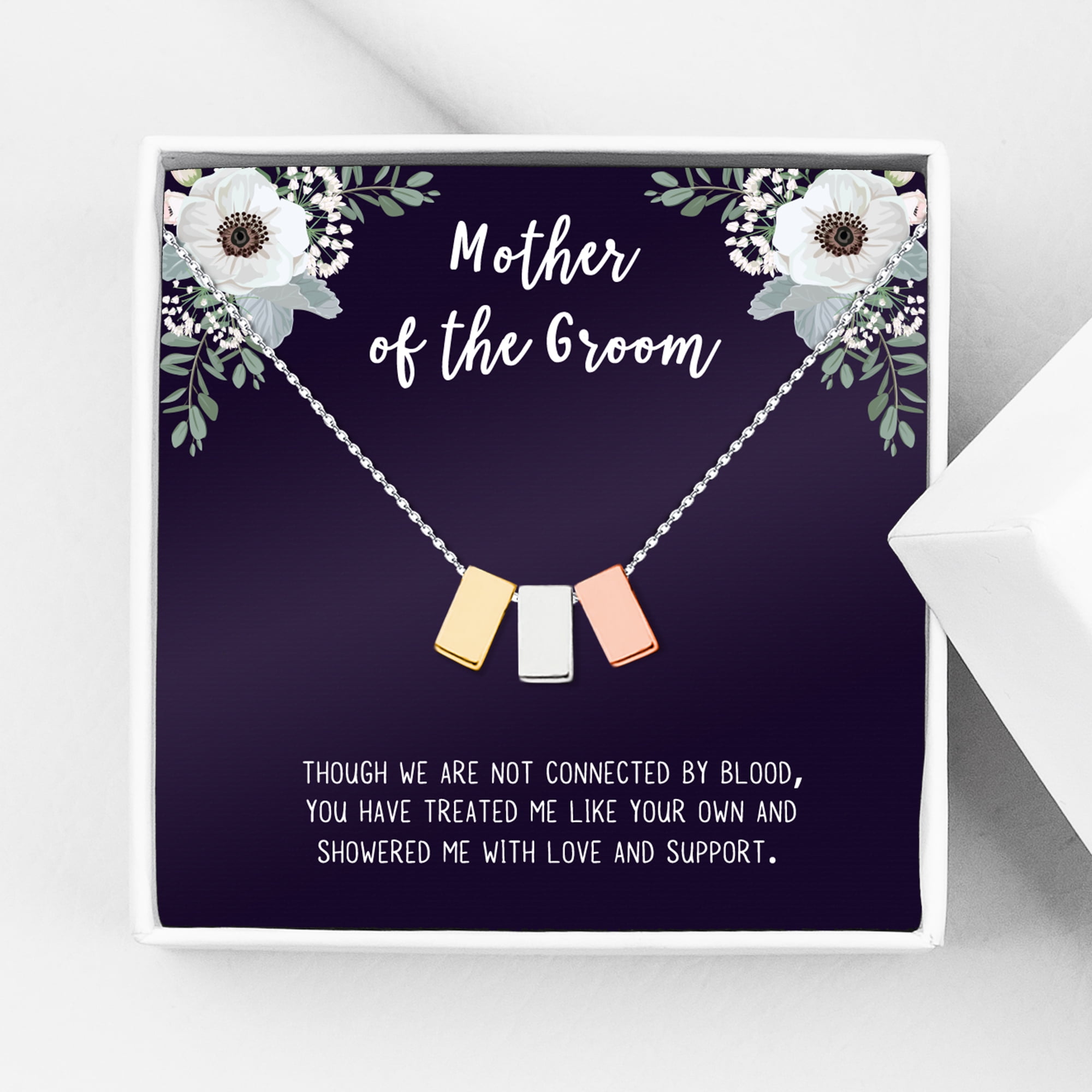 Mother of the Groom Silver Cube Necklace, Wedding Day Gift for Mother, Mother in Law Mother's Day Jewelry, Mother's Day Jewelry Gift for Her [Multi-Color Cube, No-Personalized Card