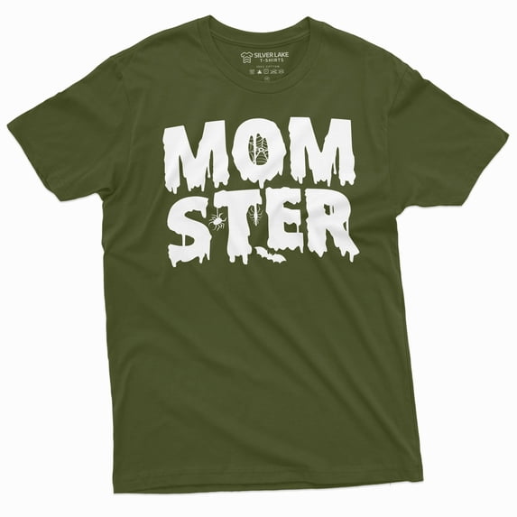 Mother Halloween T-Shirt Moms Gift Momster Tee Shirt Halloween Funny Shirt For Parents (4X-Large Military Green)