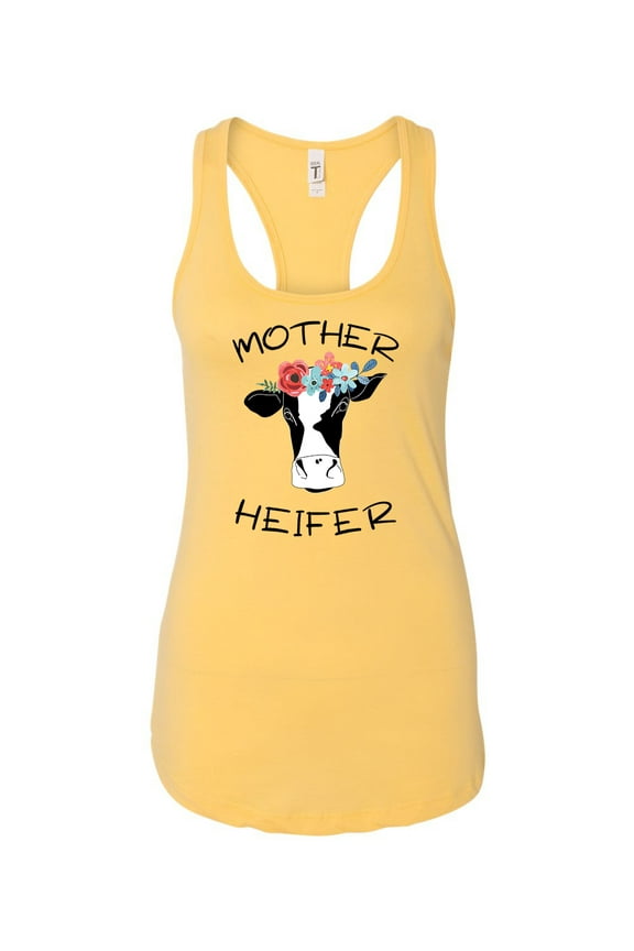 Mother Heifer Ladies Racerback Tank-Banana Cream-medium