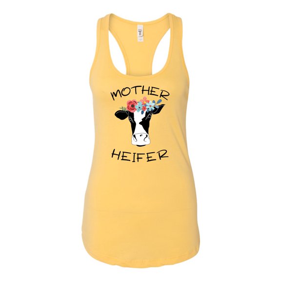 Mother Heifer Ladies Racerback Tank-Banana Cream-small