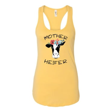 Mother Heifer Ladies Racerback Tank-Banana Cream-xxl
