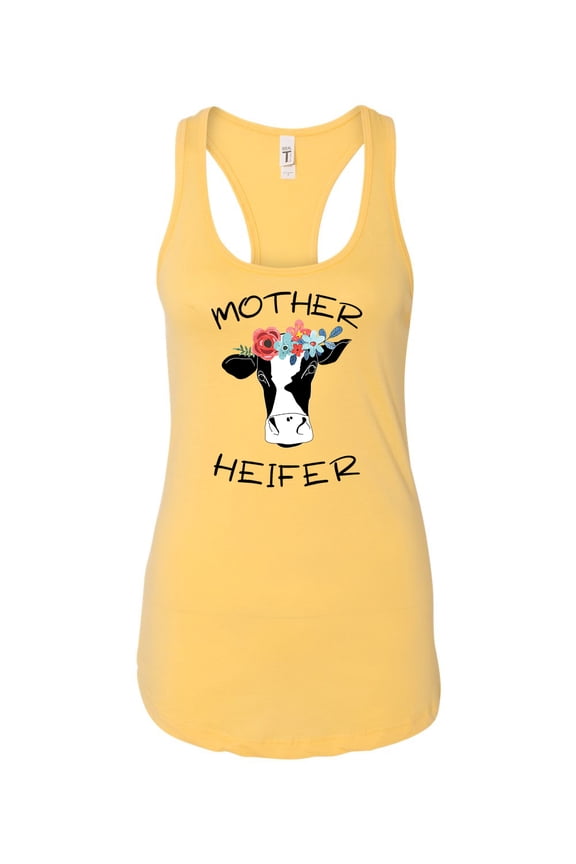 Mother Heifer Ladies Racerback Tank-Banana Cream-xxl