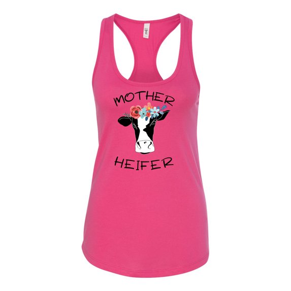 Mother Heifer Ladies Racerback Tank-Raspberry-xl