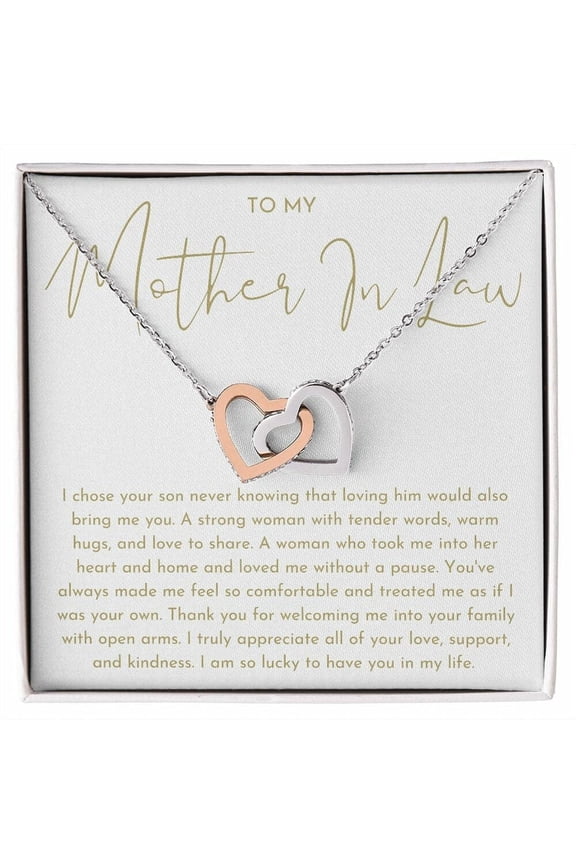 Mother In Law Gift (I Chose Your Son) Interlocking Hearts Necklace Standard Box