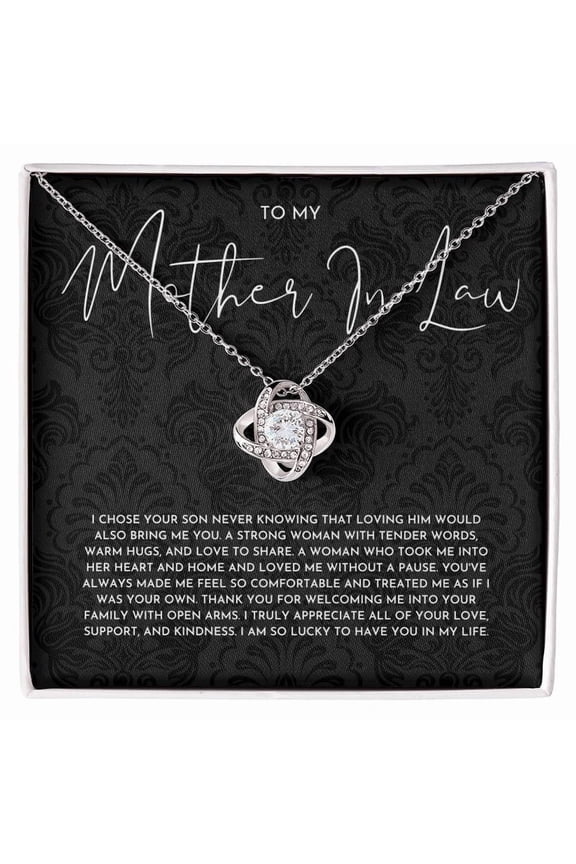 Mother In Law Gift (I Chose Your Son) Love Knot Necklace - Black Lace Collection Standard Box