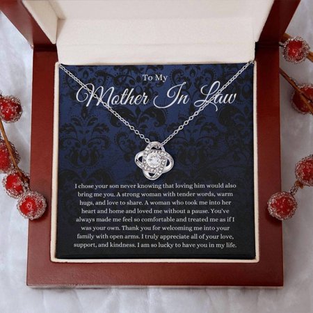 Mother In Law Gift (I Chose Your Son) Love Knot Necklace - Blue Lace Collection Luxury Box