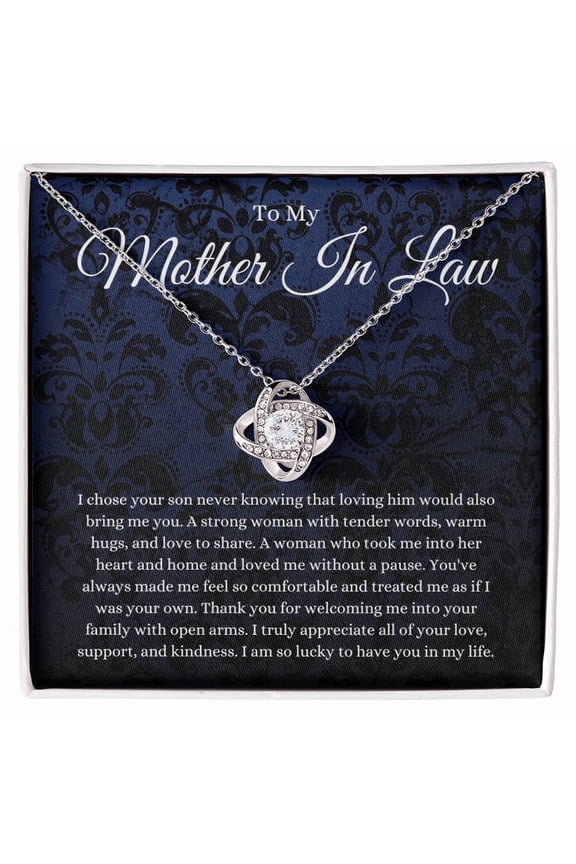 Mother In Law Gift (I Chose Your Son) Love Knot Necklace - Blue Lace Collection Standard Box