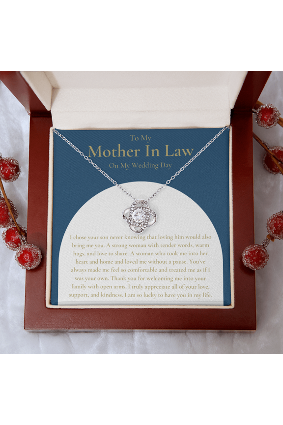 Mother In Law Gift (I Chose Your Son) Love Knot Necklace Luxury Box