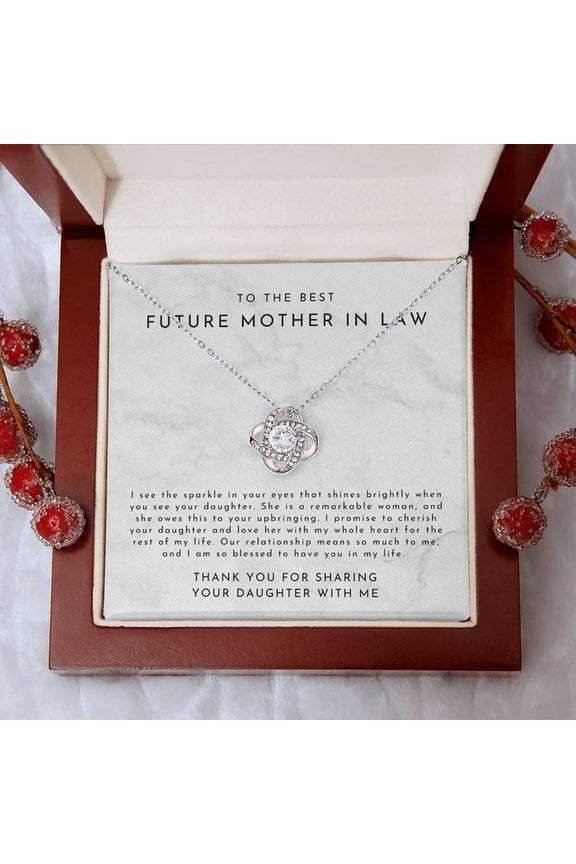 Mother In Law Gift (I See The Sparkle DAUGHTER) Love Knot Necklace - Timeless Marble Collection Luxury Box