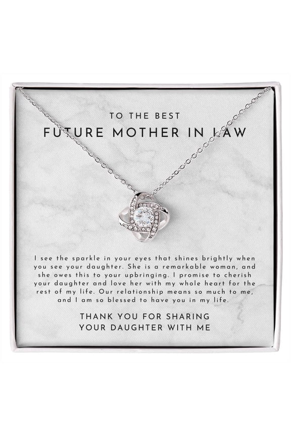 Mother In Law Gift (I See The Sparkle DAUGHTER) Love Knot Necklace - Timeless Marble Collection Standard Box