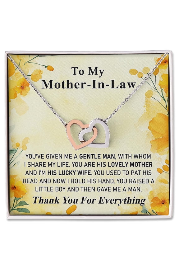 Mother-In-Law Necklace Gift, From Daughter-In-Law, Heart Pendant Jewelry, Thank You Message, Wedding Keepsake, Birthday Present For Her, Sentimental Gift From Bride