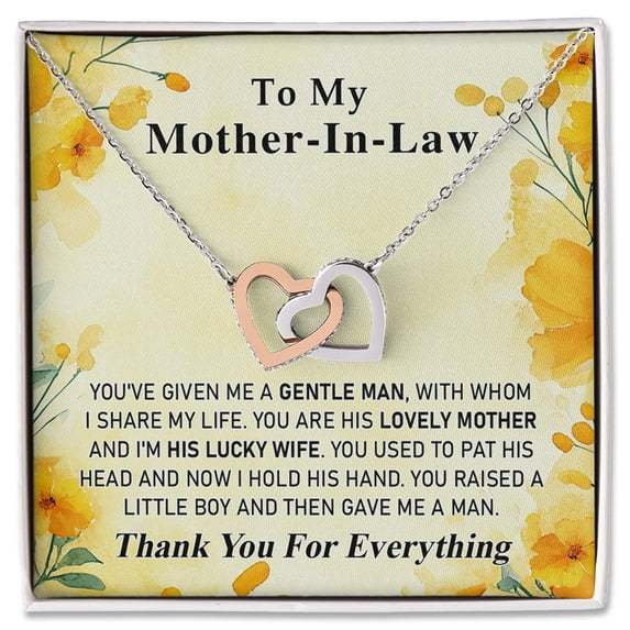Mother-In-Law Necklace Gift, From Daughter-In-Law, Heart Pendant Jewelry, Thank You Message, Wedding Keepsake, Birthday Present For Her, Sentimental Gift From Bride
