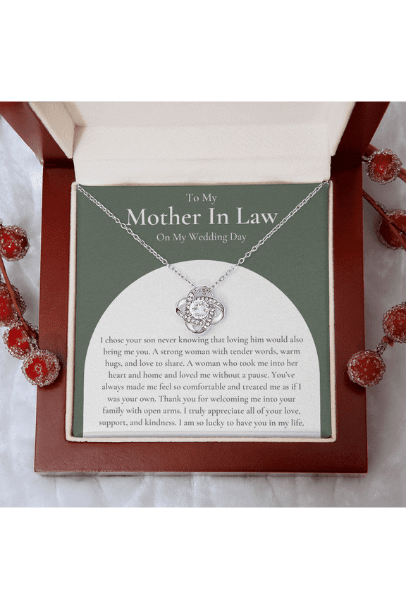 Mother In Law Wedding Gift (I Chose Your Son) Love Knot Necklace Luxury Box