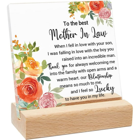 Mother In Law Gift, Mother In Law Gifts From Daughter In Law Birthday, Mom Thank You Grateful Gift, Unique Wedding Gifts, Meaningful Mother'S Day Gift, Mom Room Acrylic Keepsake Table Decor