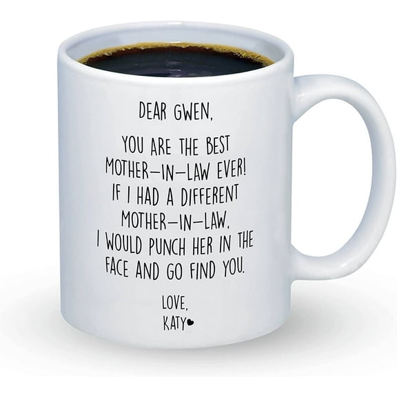 Mother In Law Gifts From Daughter In Law, Funny Mother's Day Coffee Mugs For Husband Mom, Dear Mother-In-Law Mug, Custom Funny Gifts Cup, What To Get A Mother In Law