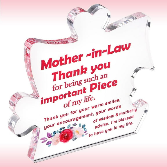 Mother In Law Gifts from Daughter In Law, Mothers Day Best Mom Ever Gifts, Thank You Gifts for Mom, Mother of the Groom, Birthday Gifts for Mother In Law, Puzzle Acrylic Decoration Plaque