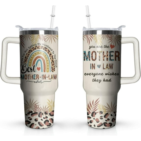 Mother In Law Gifts From Son In Law,Daughter In Law-40oz Tumbler With Handle & Straw Lid-Birthday,Christmas,Thanksgiving Mother''s Day Gifts For Future Mother In Law--Mother In Law Mug Coffee Cup