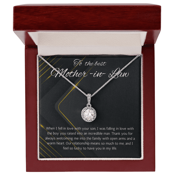 Mother In Law Necklace, Mo Gifts Mother Daughter Necklace, Double Circle Crystal Necklace, For Mother In Law, Wedding, Birthday, Mothers Day Gift for Mother In Law