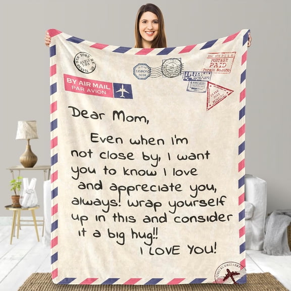 Mother Letter Print Fleece Blanket for Mom from Daughter Son