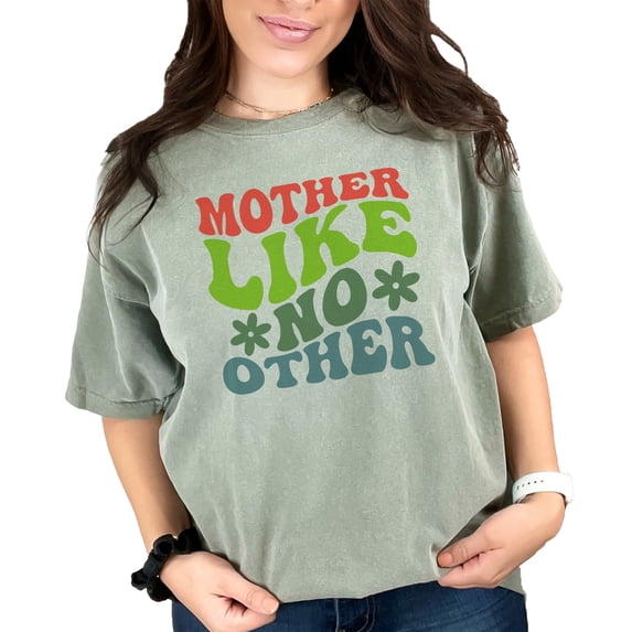 Mother Like No Other, Motherhood or Mother's Day Quote, Groovy Retro Wavy Text, Moss Comfort Colors T-Shirt, 3XL