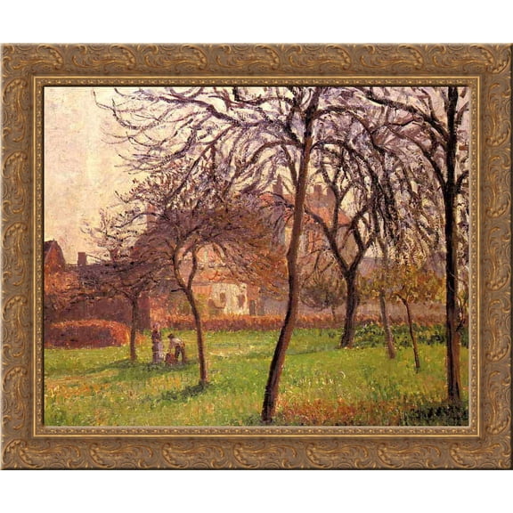 Mother Lucien s Field at Eragny 24x20 Gold Ornate Wood Framed Canvas Art by Pissarro, Camille